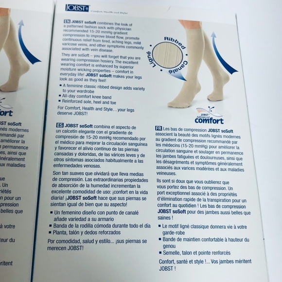 Jobst 2 Pair SoSoft White 15-20 mmHg XL Knee High Compression Socks NWT - Picture 9 of 11